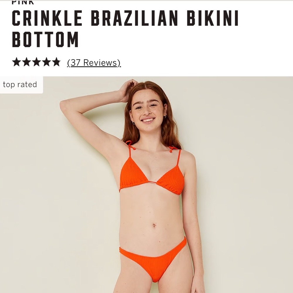 Victoria’s Secret Swim LARGE BRAND NEW Crinkle Brazilian Bikini Bottom V.S.
